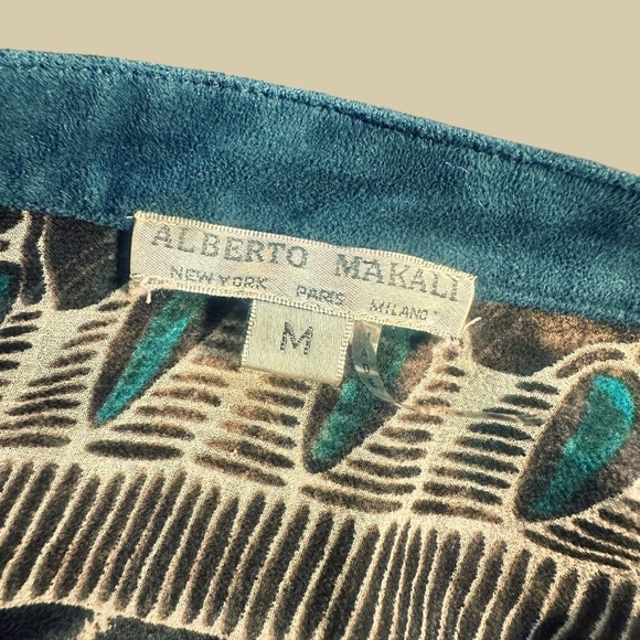 Alberto Makali 100% Silk Zebra & Blue Paisley Print Lace-Up Top Size Medium - Picture 2 of 15